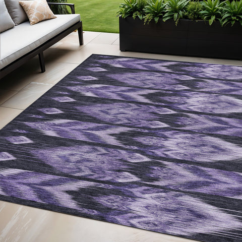 5' X 8' Purple Lavender And Plum Southwestern Washable Indoor Outdoor Area Rug