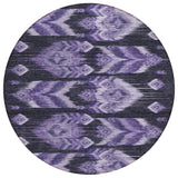 8' Purple Lavender And Plum Round Southwestern Washable Indoor Outdoor Area Rug