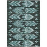 8' X 10' Teal Blue Aqua And Charcoal Southwestern Washable Indoor Outdoor Area Rug