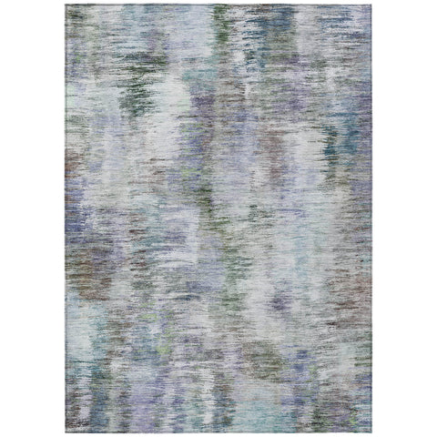 5' X 8' Green Gray And Purple Abstract Washable Indoor Outdoor Area Rug