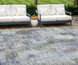 8' X 10' Green Gray And Purple Abstract Washable Indoor Outdoor Area Rug