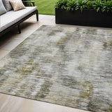 5' X 8' Brown And Taupe Abstract Washable Indoor Outdoor Area Rug