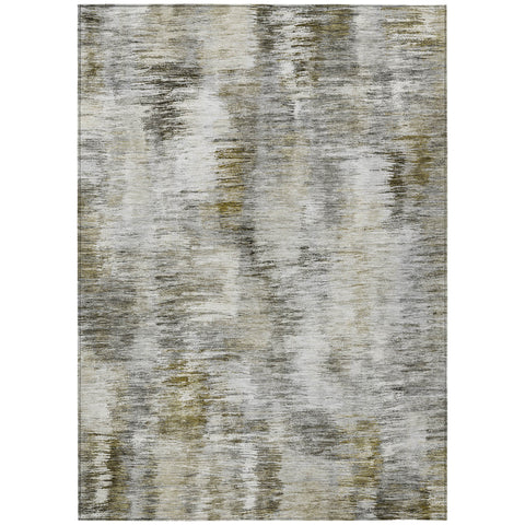5' X 8' Brown And Taupe Abstract Washable Indoor Outdoor Area Rug