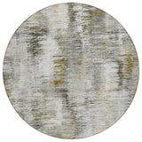 8' Brown And Taupe Round Abstract Washable Indoor Outdoor Area Rug