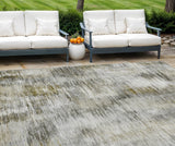 8' X 10' Brown And Taupe Abstract Washable Indoor Outdoor Area Rug
