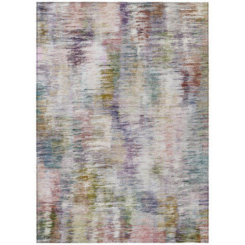 3' X 5' Plum Purple And Ivory Abstract Washable Indoor Outdoor Area Rug