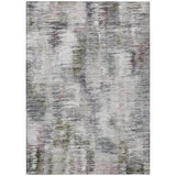 3' X 5' Taupe Gray And Silver Abstract Washable Indoor Outdoor Area Rug