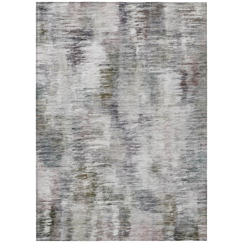 3' X 5' Taupe Gray And Silver Abstract Washable Indoor Outdoor Area Rug
