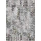 5' X 8' Taupe Gray And Silver Abstract Washable Indoor Outdoor Area Rug