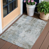 3' X 5' Brown Taupe And Gray Abstract Washable Indoor Outdoor Area Rug