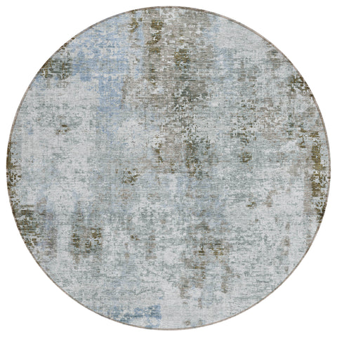 8' Brown Taupe And Gray Round Abstract Washable Indoor Outdoor Area Rug