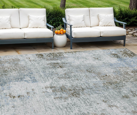 8' X 10' Brown Taupe And Gray Abstract Washable Indoor Outdoor Area Rug