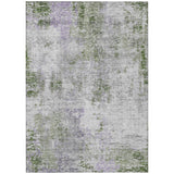 5' X 8' Olive Green And Gray Abstract Washable Indoor Outdoor Area Rug