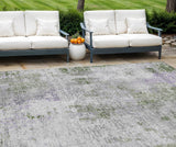 8' X 10' Olive Green And Gray Abstract Washable Indoor Outdoor Area Rug