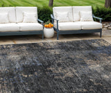 8' X 10' Charcoal Gray And Silver Abstract Washable Indoor Outdoor Area Rug