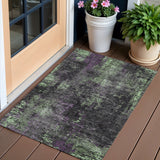 3' X 5' Gray Purple And Charcoal Abstract Washable Indoor Outdoor Area Rug