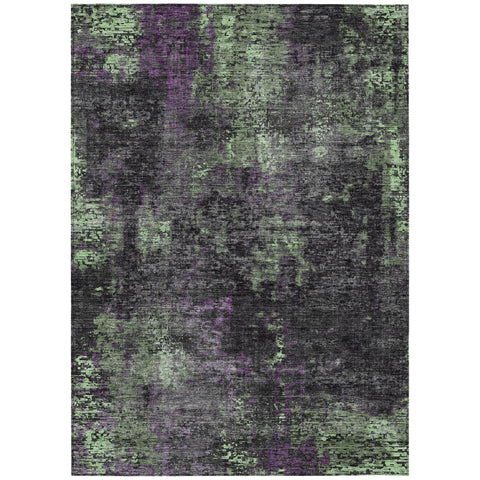 5' X 8' Gray Purple And Charcoal Abstract Washable Indoor Outdoor Area Rug