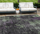 8' X 10' Gray Purple And Charcoal Abstract Washable Indoor Outdoor Area Rug
