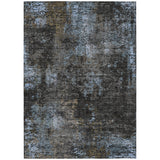 3' X 5' Graphite Charcoal And Silver Abstract Washable Indoor Outdoor Area Rug