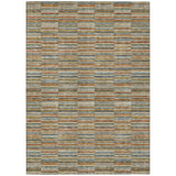 3' X 5' Orange Copper And Gray Striped Washable Indoor Outdoor Area Rug