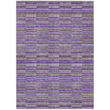 8' X 10' Purple And Lavender Striped Washable Indoor Outdoor Area Rug
