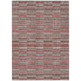 5' X 8' Red Beige And Copper Striped Washable Indoor Outdoor Area Rug