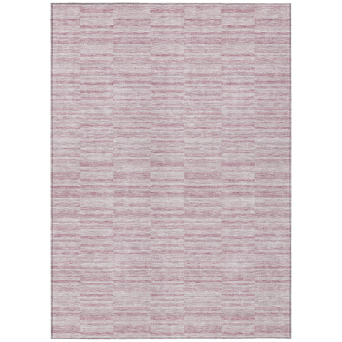 5' X 8' Blush Pink And Beige Striped Washable Indoor Outdoor Area Rug