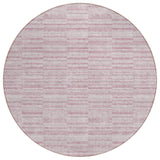8' Blush Pink And Beige Round Striped Washable Indoor Outdoor Area Rug