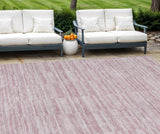 8' X 10' Blush Pink And Beige Striped Washable Indoor Outdoor Area Rug