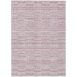 8' X 10' Blush Pink And Beige Striped Washable Indoor Outdoor Area Rug