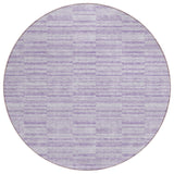 8' Plum And Purple Round Striped Washable Indoor Outdoor Area Rug