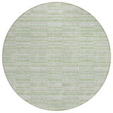 8' Sage And Green Round Striped Washable Indoor Outdoor Area Rug
