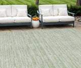 8' X 10' Sage And Green Striped Washable Indoor Outdoor Area Rug