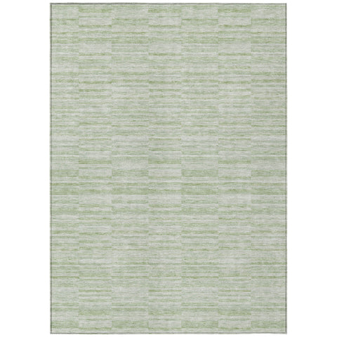 8' X 10' Sage And Green Striped Washable Indoor Outdoor Area Rug