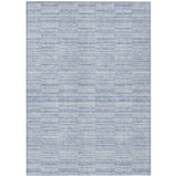 3' X 5' Sky Blue And Denim Blue Striped Washable Indoor Outdoor Area Rug