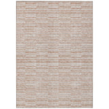 3' X 5' Salmon Copper And Beige Striped Washable Indoor Outdoor Area Rug