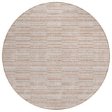 8' Salmon Copper And Beige Round Striped Washable Indoor Outdoor Area Rug