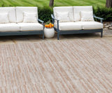 8' X 10' Salmon Copper And Beige Striped Washable Indoor Outdoor Area Rug