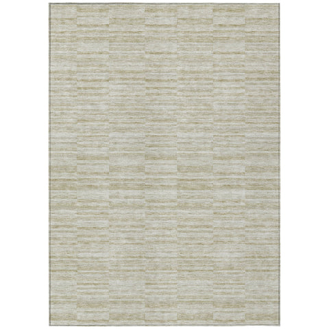 3' X 5' Taupe Beige And Tan Striped Washable Indoor Outdoor Area Rug