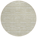 8' Taupe Beige And Tan Round Striped Washable Indoor Outdoor Area Rug