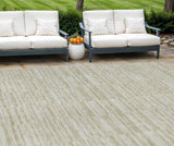 8' X 10' Taupe Beige And Tan Striped Washable Indoor Outdoor Area Rug