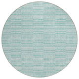 8' Turquoise Teal Blue And Gray Round Striped Washable Indoor Outdoor Area Rug