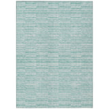 8' X 10' Turquoise Teal Blue And Gray Striped Washable Indoor Outdoor Area Rug