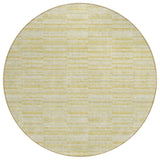 8' Wheat Gold And Tan Round Striped Washable Indoor Outdoor Area Rug