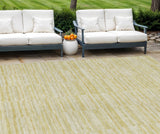 8' X 10' Wheat Gold And Tan Striped Washable Indoor Outdoor Area Rug