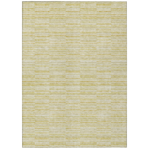 8' X 10' Wheat Gold And Tan Striped Washable Indoor Outdoor Area Rug