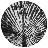 8' Black Charcoal And Ivory Round Abstract Washable Indoor Outdoor Area Rug