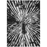 8' X 10' Black Charcoal And Ivory Abstract Washable Indoor Outdoor Area Rug