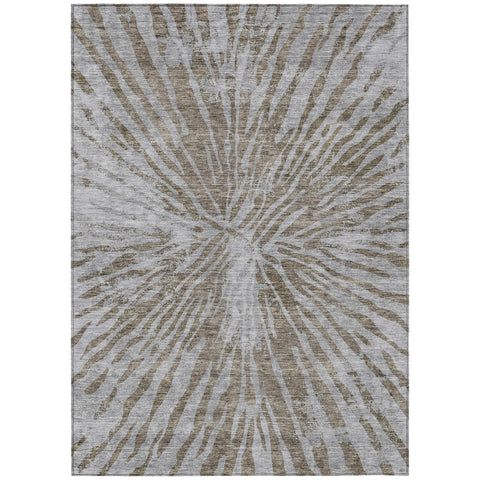 5' X 8' Brown And Gray Abstract Washable Indoor Outdoor Area Rug