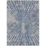3' X 5' Blue Gray And Silver Abstract Washable Indoor Outdoor Area Rug